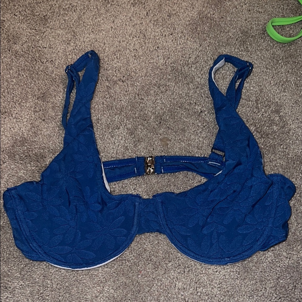 Blue Floral Underwire Bra